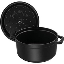 Esmo Home Staub La Cocotte Döküm Tencere, Siyah,24 cm