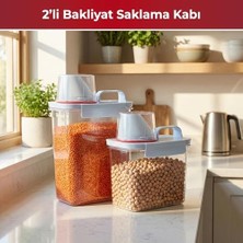 Esmo Home Pikas 2’li Saklama Kabı – Ölçekli Kapak, Sızdırmaz Erzak Bakliyat ve Deterjan Için Çok Amaçlı Set