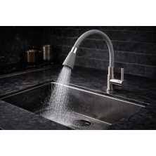 Esmo Home Esnek Silikon Musluk Başlığı, Kıvrılabilir ve Oynar Başlıklı, Renkli Musluk Uzatma Aparatı, Mutfak ve Banyo Bataryaları Için Ayarlanabilir Su Yönlendirici 52 cm (Gri)