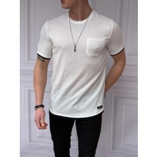 Modefendicom Slim Fit Gofre Kumaş Parçalı Tshırt