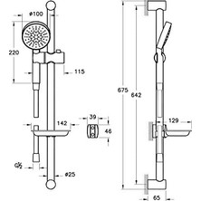 Esmo Home A45693 1f Sürgülü El Duşu Takımı, Krom
