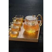 Esmo Home Modern Cam Demlik 550 ml - Isıya Dayanıklı, Cam Süzgeçli ve Altın Kulplu Çay Keyfi