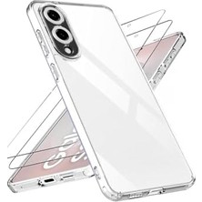 Esmo Home - ile Uyumlu Galaxy S25 Edge Kılıf Kamera Çıkıntı Korumalı Yumuşak Şeffaf Silikon +Ekran Koruyucu Cam Set