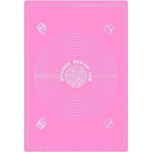 Esmo Home 2'li Set Pembe 45X65 cm Silikon Hamur Açma Matı ve Şekillendirme Seti 3’lü