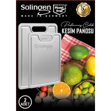 Esmo Home Solingen Paslanmaz Çelik Kesme Tahtası Seti, 2 Parça, Gri Renk, Mutfak Için Profesyonel Doğrama ve Kesme Aparatı