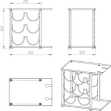 Esmo Home 6 Bölmeli Tezgahüstü Şarap Standı Model-1 Siyah