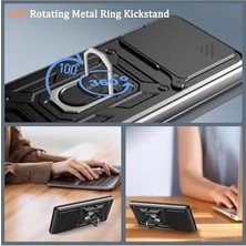 Esmo Home - 15T Pro ile Uyumlu Mi Kılıf Kamera Korumalı Sürgülü Dönebilen Yüzüklü Armor Military Tank Kızaklı Kapak - Lacivert