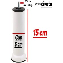 Esmo Home Mobilya Kanepe Koltuk Çekyat Yükseltme Ayağı Plastik, Kalın Diş M10 Beyaz, 15 cm 4 Adet