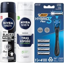 Esmo Home Men Erkek Sprey Deodorant & Invisible Original 150ML + Tıraş Köpüğü 200 ml + Bıc Hybrid 3 Erkek Tıraş Bıçağı 1 Sap ve 4 Yedek Başlık (3 Bıçak)