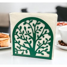 Esmo Home Hayat Ağacı Temalı Yeşil Metal Peçetelik