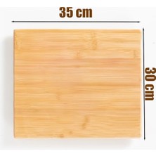 Esmo Home Porsima Bambu Peynir Pizza Tahtası Sunum Tahtası 360 Derece Dönen Yuvarlak Lüx Servis 35 x 30 x 1.5 cm