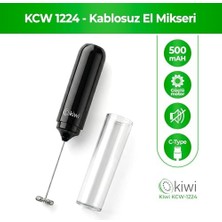 Esmo Home Kiwi KCW-1224 Şarjlı Kablosuz Mini Mikser – Tek Bardaklık Ayran, Kahve ve Yumurta Çırpıcı, Kapaklı Type-C Güçlü Süt Köpürtücü
