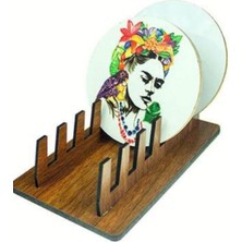 Esmo Home Dekoratif 6 Lı Ahşap Bardak Altlık Standı -Bardak Altlığı Standı