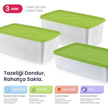 Esmo Home Hobby Life Alaska 3’lü Mega Saklama Seti (2x3.5l + 1X2L) – Derin Dondurucu Uyumlu, Esnek & Sızdırmaz Büyük Erzak Kabı (Yeşil)