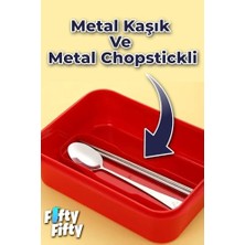 Esmo Home 700 ml Iki Bölme Paslanmaz Çelik Bento Lunch Box Yeni Nesil Sefer Tası Metal Kaşık Hediyeli FF7155