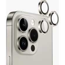 Esmo Home Bzontech 15 Pro / 15 Pro Max ile Uyumlu Mercek Lens Kamera Koruyucu Natural Titanium