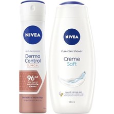 Esmo Home Creme Soft Kremsi Dokunuş Banyo ve Duş Jeli 500 Ml, Pro-Vitamin, Yağı, Nemlendirme + Derma Control Clinical Kadın Sprey Deodorant 150ML