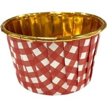 Esmo Home Dolphin Muffin Kek Kapsülü Kare Desenli Kırmızı-Altın 25LI