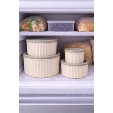 Esmo Home 4 Lü Yuvarlak Saklama Kabı Seti Çizgili Desenli Bpa Içermez 3 Lt 1.8 Lt 1 Lt 0,55 Lt Buzdolabı Düzenleyici Mikrodalga ve Derin Dondurucu Uyumlu Bpa Içermez Sağlıklı Erzak Kabı (Krem Yuvarlak 4 Lü Set)