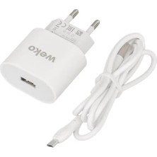 Esmo Home Weko WK-21441 Pdu Qc 3.4 Amper Şarj Başlık Adaptörü + 70 cm Mıcro USB Kablo
