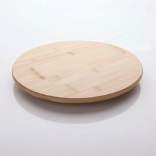 Esmo Home AMBERHAUS%100 Doğal Bambu Yuvarlak Kesme Tahtası ve Sunum Tepsisi - 29 cm Antibakteriyel Servis Tabağı - Çizilmeye Dayanıklı Peynir, Et ve Pizza Sunum Tahtası