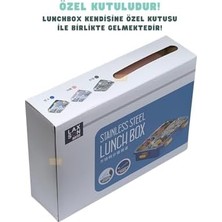 Esmo Home Vagonlife Bento 850ML Lunchbox Tek Katlı 4 Bölmeli ve Kaseli Çelik Sefer Tası Yemek Kutusu (Pembe)