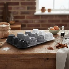 Esmo Home 12 Bölmeli Silikon Muffin ve Kek Kalıbı Seti - Yapışmaz Silikon, Isıya Dayanıklı Pişirme Kabı - Modern Degrade Tasarım (2 Renk Seçeneği) (Modern Gri & Antrasit (Beyazdan Koyu Griye Geçişli Model))