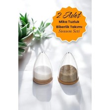 Esmo Home Mithra Life 2 Adet Ahşap Altlıklı Silikon Kapaklı Mika Baharatlık Tuzluk Biberlik Seti MIT1153