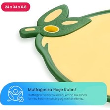 Esmo Home Hobby Life Meyve Şekilli Kesim Panosu ve Sunum Tabağı – Domates ve Limon Tasarımlı, Su Taşmasını Önleyen Kenarlı Doğrama Tahtası (Limon)