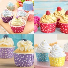 Esmo Home Dolphin Muffin Kek Kapsülü Açık Mavi Puantiye Büyük Boy 50LI
