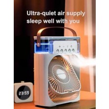 Esmo Home Coverzone Mini Buharlı Hava Soğutucu, Taşınabilir Portatif Klima, Mobil Sulu Klima, 3 Rüzgar Hızı, 3 Sis Modu, Buzlu Vantilatör 5 Sprey Delikli ile Renkli LED Işıklı Beyaz Renk - HR025 (Beyaz)