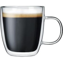 Esmo Home Leggno Vetro Borosilikat Çift Camlı Kulplu Bardak 120ML (2AD)