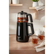 Esmo Home Bernardo Venedik Cam Demlikli Çay Makinesi Siyah