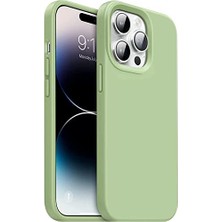 Esmo Home 14 Pro Max Kılıf 6.7 ile Uyumlu, Ince Sıvı Silikon 3 Katmanlı Tam Kaplamalı Yumuşak Jel Kauçuk Kılıf Kapak, Açık Yeşil