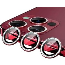 Esmo Home (5609) Kırmızı Swarovski Taşlı Kamera Lens Koruma Koruyucu 13 Pro ile Uyumlu