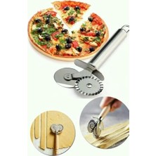 Esmo Home Çelik Çift Başlıklı Pizza Mantı Hamur Kesici Bıçağı, 18 Cm, Paslanmaz Çelik