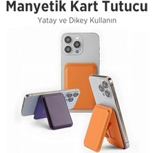 Esmo Home Bix Tmw4 Magsafe Uyumlu Deri Cüzdan Manyetik Kartlık Standlı Katlanabilir Kahverengi