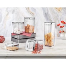 Esmo Home Vip Ahmet Kare Saklama Kabı, Şeffaf Füme 5'li Set