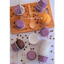 Esmo Home Trend Hediye Sepeti 50'li Mor Puantiyeli Muffin Kek Kalıbı, Kek Kapsülü Cupcake Kalıbı, Airfryer Uyumlu