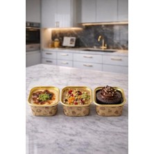 Esmo Home 50'li Kare Kek Desenli Kraft Muffin Kek Kalıbı, Tatlı Kasesi, Airfryer Uyumlu