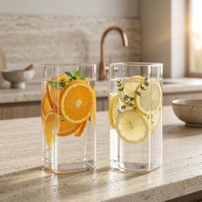 Esmo Home Dikdörtgen Borosilikat Cam Bardak, 300 ml Kapasite, Isıya Dayanıklı Yapı, Makinede Yıkanabilir, Ev Ofis Restoran Için Kullanıma Uygun Borosilikat Cam Kahve Espresso Latte Sunum Bardağı