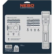 Esmo Home Nebo Combo Pack Tac Slyde & 150 Kafa Lambası - LED El Feneri ve Kafa Feneri - Fener Modu, Acil Kırmızı Flaş ve Eller Serbest Aydınlatma Için Manyetik Tabanlı