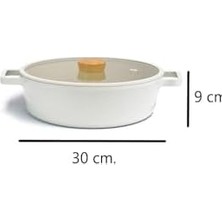 Esmo Home Neoflam Fika Cam Kapaklı Alüminyum Döküm Sığ Tencere 30 cm D-NEOF230L