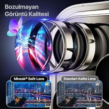 Esmo Home 16 Pro-16 Pro Max ve 17 Pro-17 Pro Max ile Uyumlu Alüminyum Alaşım Çerçeveli ve 9h Sertliğinde Temperli Camlı Lens Koruyucu (Titanyum, Lens Glass)