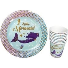 Esmo Home Deniz Kızı Temalı 8 Li Karton Tabak Bardak Set
