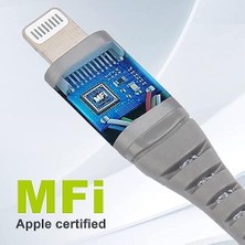 Esmo Home Type-C To Lightning Örgülü Hızlı Şarj ve Data Kablosu 1 Metre Gri