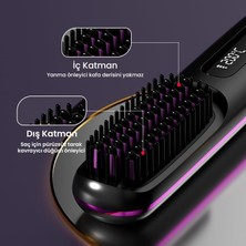 Esmo Home Şarjlı Taşınabilir Iyonik Saç Düzleştirici Fön Tarağı – Elektrikli Isıtmalı Tarak Saç Şekillendirici ve Hacimlendirici (Pembe)