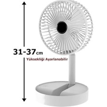 Esmo Home Coverzone Yüksekliği Ayarlanabilir 31CM - 37 cm Taşınabilir Masaüstü Mini USB Fan Şarj Edilebilir Telefon Tutuculu 3 Kademeli Vantilatör Soğutucu Mini Fan (Fs-21 - Beyaz)