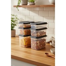 Esmo Home Bernardo Hide Plus 6'lı Saklama Kabı Siyah (2x 1,9lt - 2x 1 Lt - 2x 0,70 Lt)
