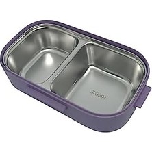 Esmo Home Vagonlife Bento 550ML Lunchbox Tek Katlı Çelik Sefer Tası Yemek Kutusu (Mor-Gri)